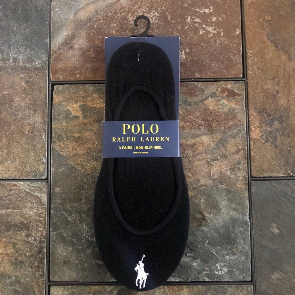NWT Polo Ralph Lauren Non-Slip Heel Socks 3-Pairs